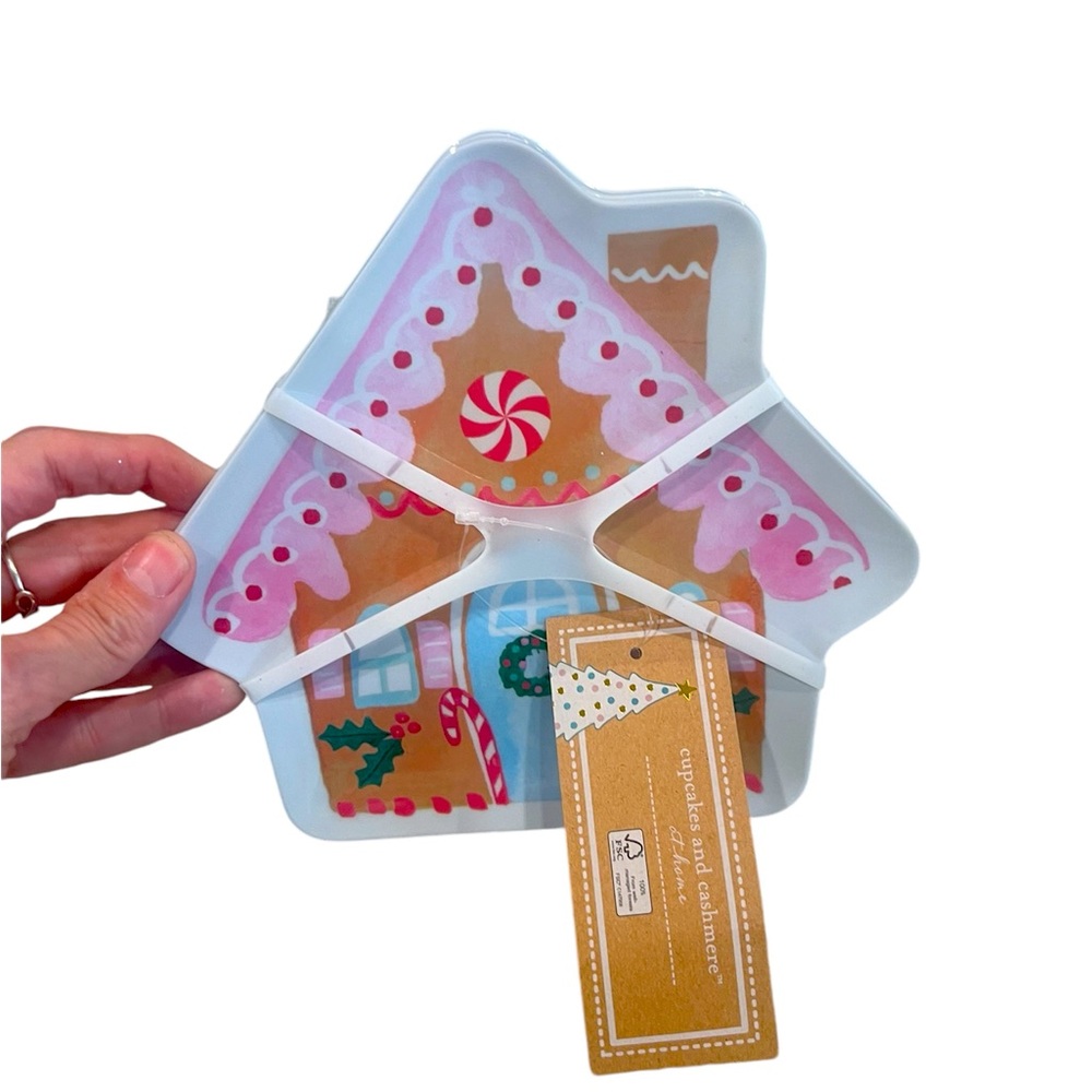 Cupcakes and cashmere gingerbread house plates set of 4